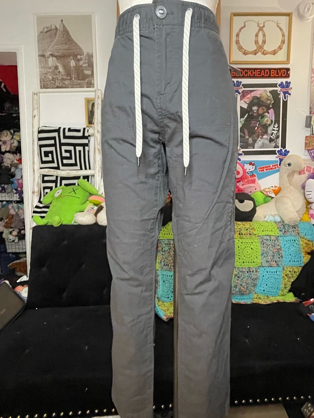 Vuori Pants Mens Sz LG Gray Ripstop Cotton Stretch Cargo Utility VW401